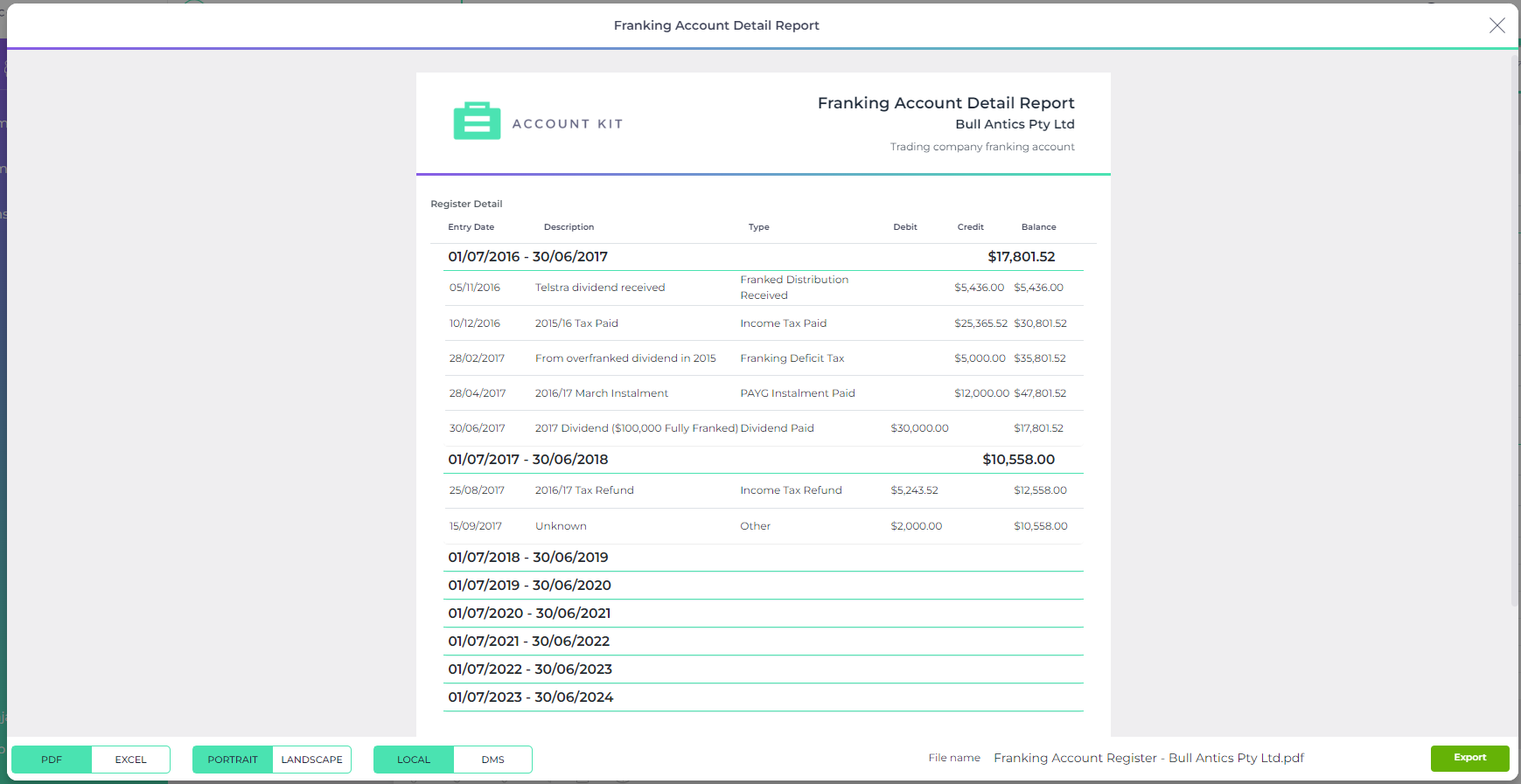 Franking Account Register – AccountKit Support Center