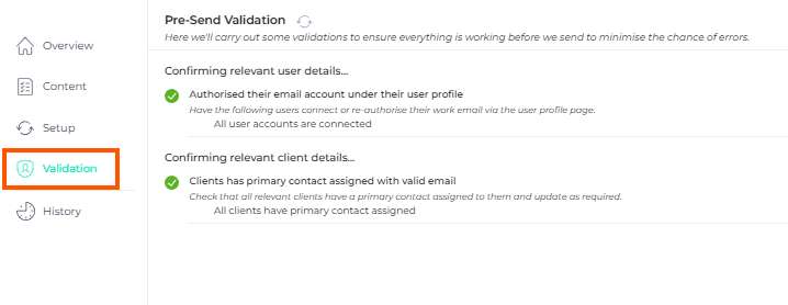 Validation section