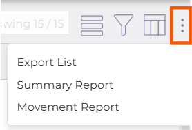 List Actions menu options