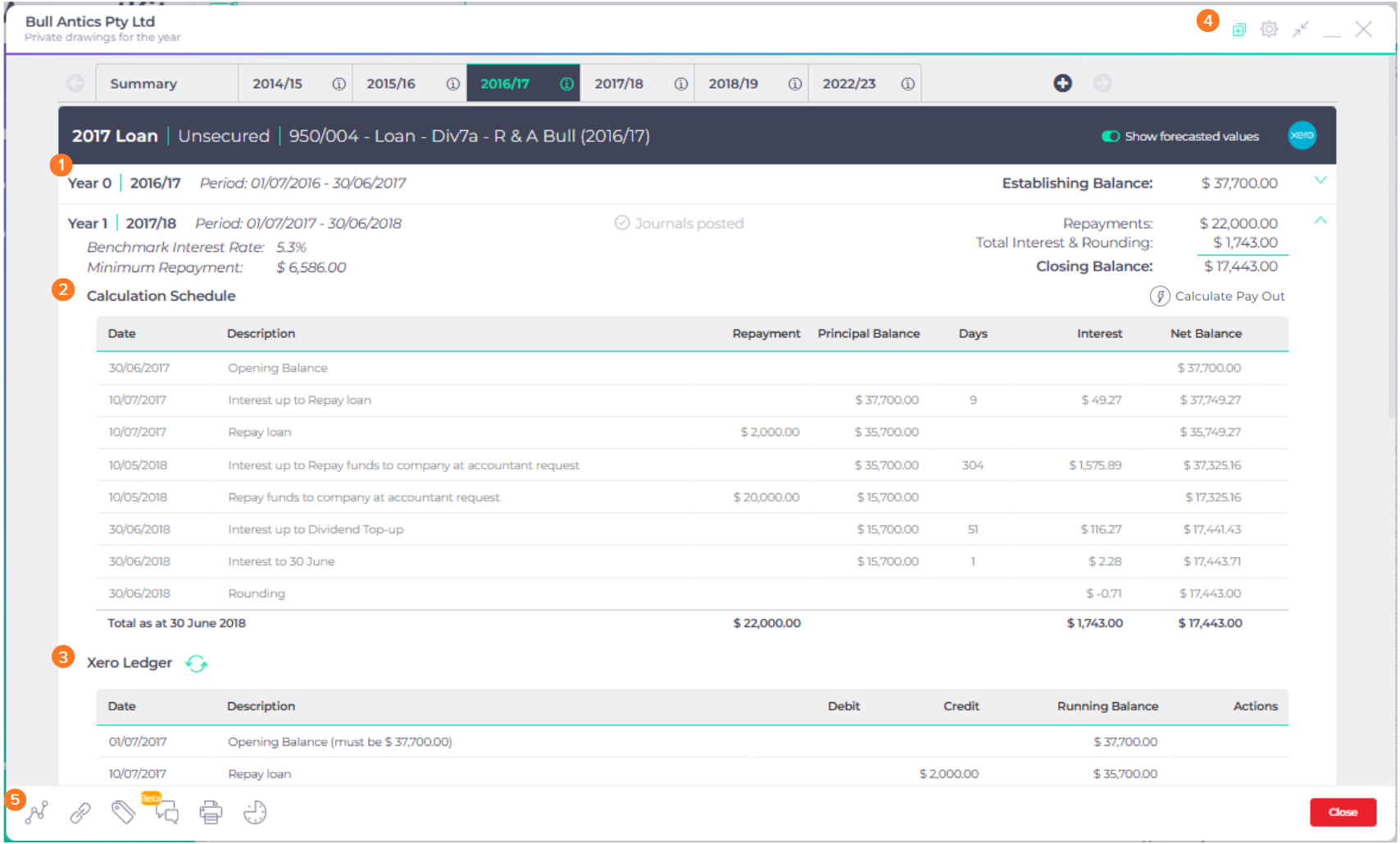 Division 7A Tool - Loan Details Tab